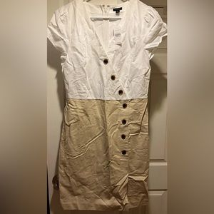 Ann Taylor Button Up Dress White Size 8